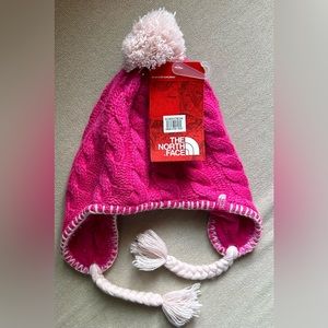 The North Face Pink -  fuzzy ear flap beanie - New with tags - Size M
